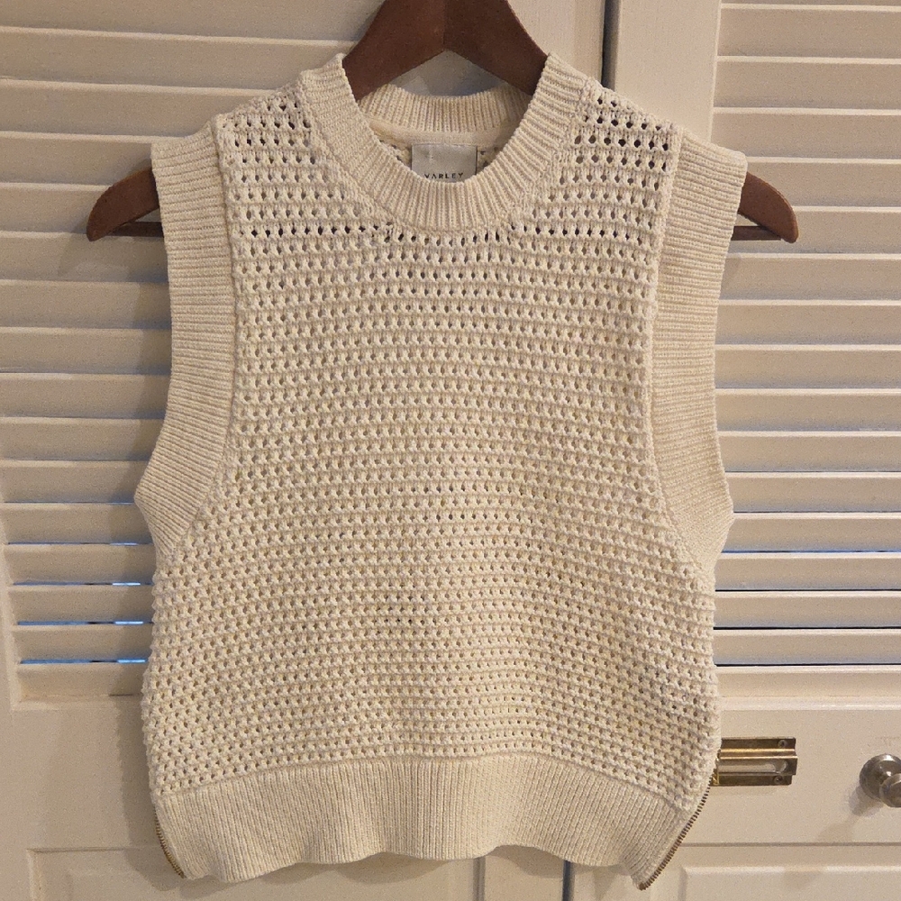 Cream Sleeveless Knit Sweater